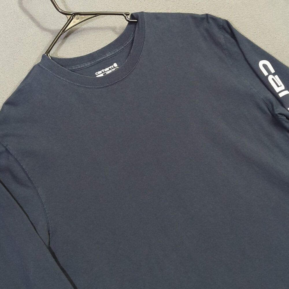 Carhartt T-Shirt Men's L Blue Dearborn Loose Fit Long Sleeve Logo Tee